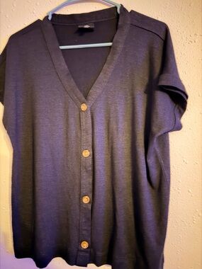 bobeau Black V-Neck Button Front Cardigan